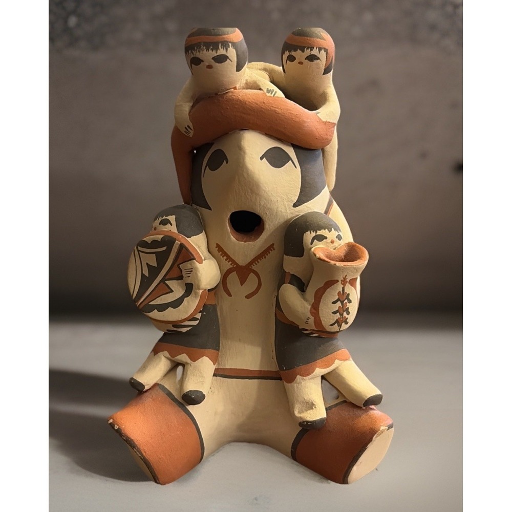 Toya Handmade‎ Jemez Pueblo Indian Clay Storyteller 4 Babies